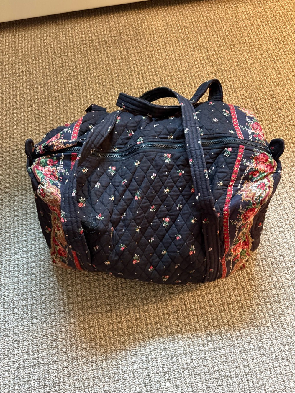 Vera Bradley Quilted Black Floral Weekender Bag